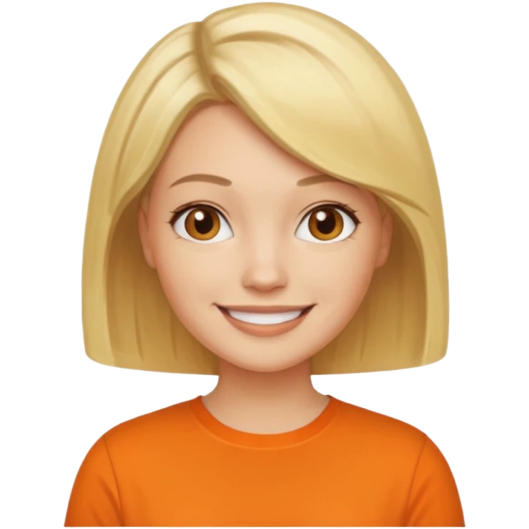 Women with blond hair bob and orange shirt emoji