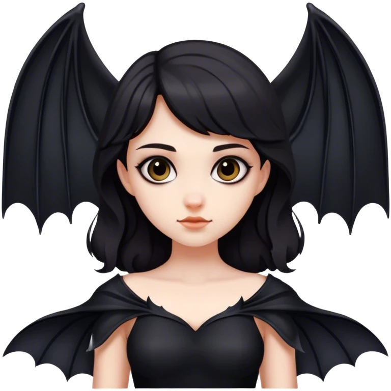 girl with bat wings in black dress emoji