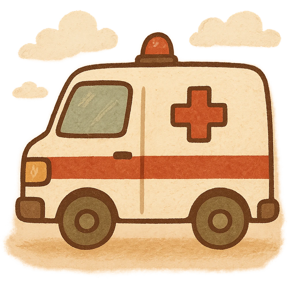white and red cartoon style ambulance emoji