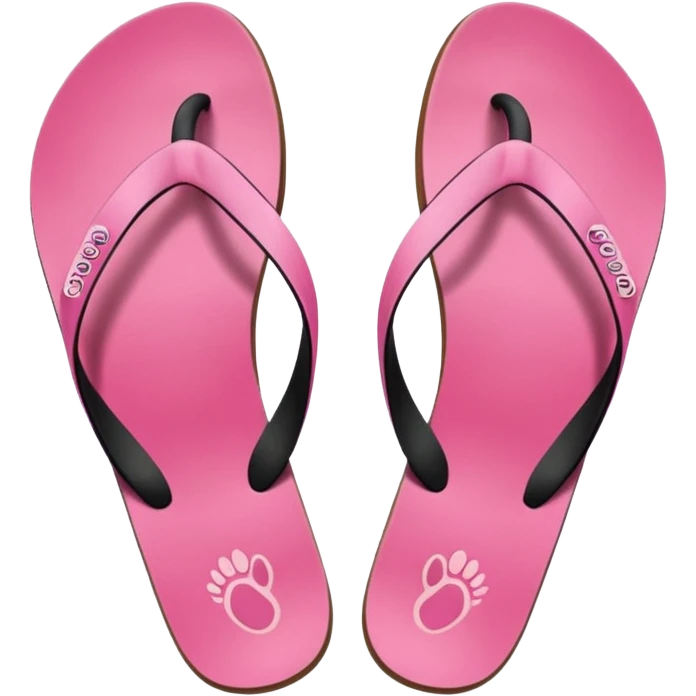 female pink wornout flip flips with footprint on insoles frontview emoji