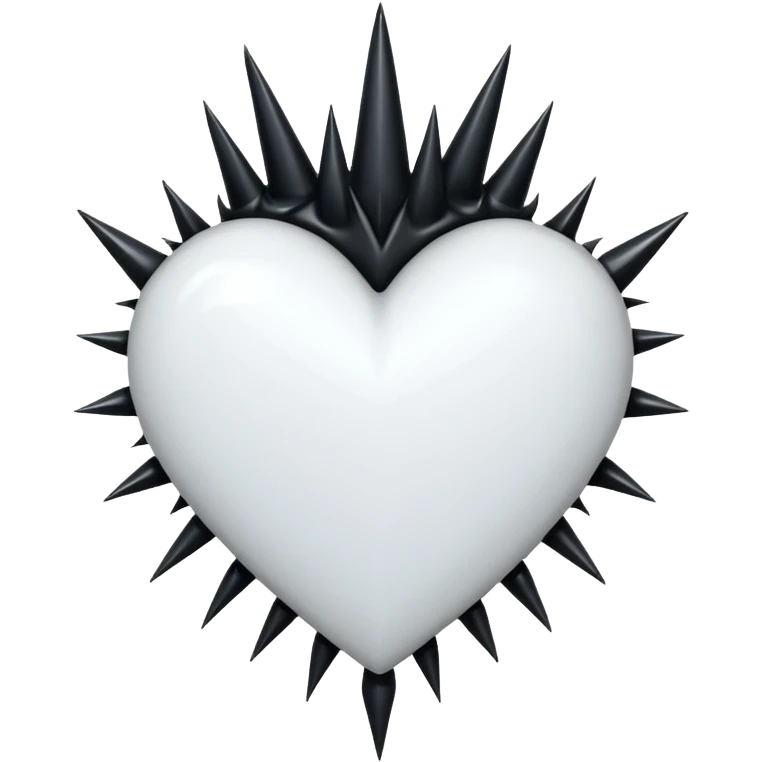 white heart with black gothic thorns, dramatic emoji
