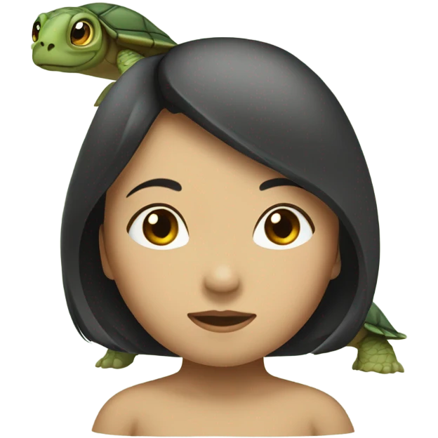 asian girl head on turtle body emoji