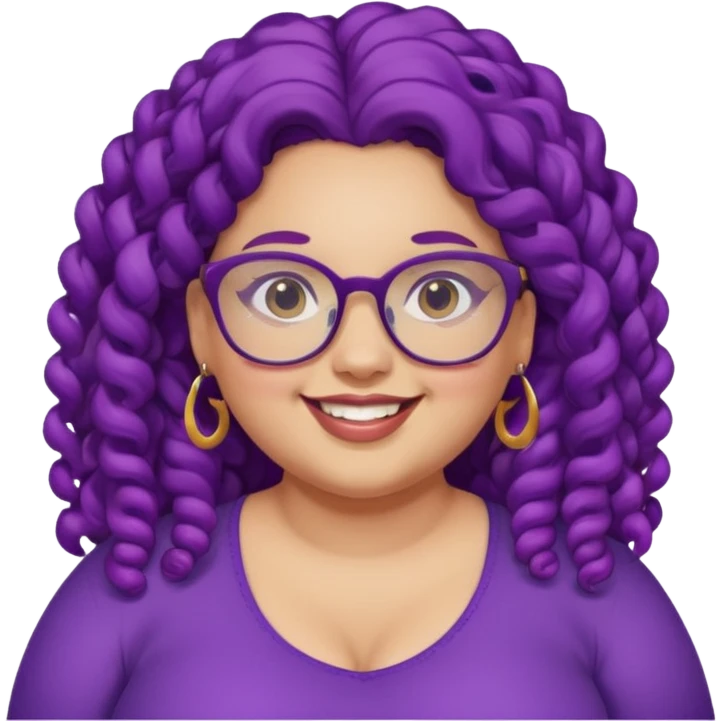  glassess and purple curly long haired fat girl earrings beautiful emoji