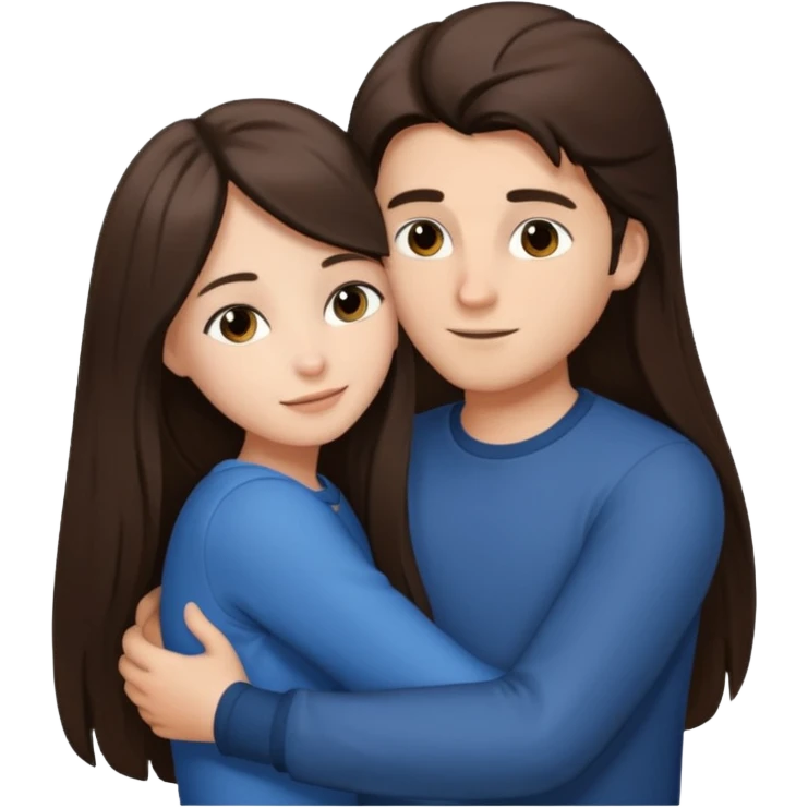 парень брюнет обнимает девушку брюнетку с длинными прямыми волосами, emoji