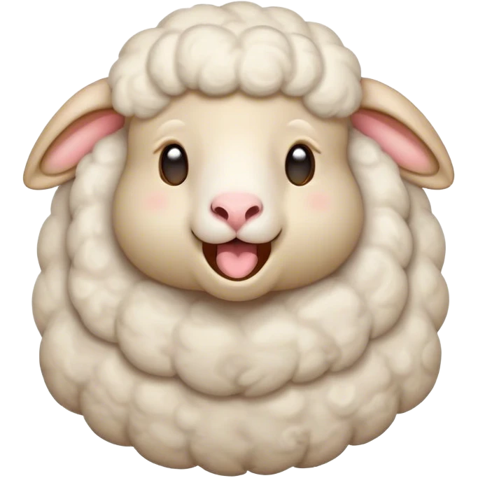 Cinematic Cute Yawning Sheep Portrait Emoji, Head tilted slightly with a dramatic, wide-open yawn, showcasing a soft, downy white fleece with gently drooping ears, round gentle eyes barely open in drowsy contentment, Simplified yet irresistibly adorable features, highly detailed, glowing with a soft, cozy glow, high shine, relaxed yet expressive, stylized with a touch of whimsical charm, bright and endearing, soft glowing outline, capturing the essence of a sleepy yet affectionate sheep, so drowsy it feels like it could stretch out of the screen and curl up for a nap! emoji