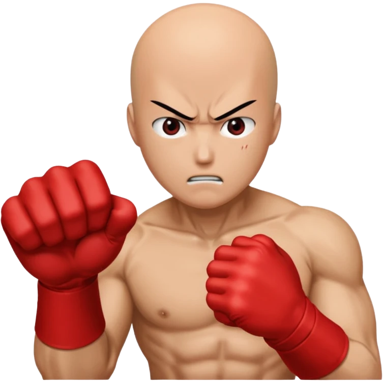 Angry Saitama with his red giant hand punching (just punch), no-face emoji