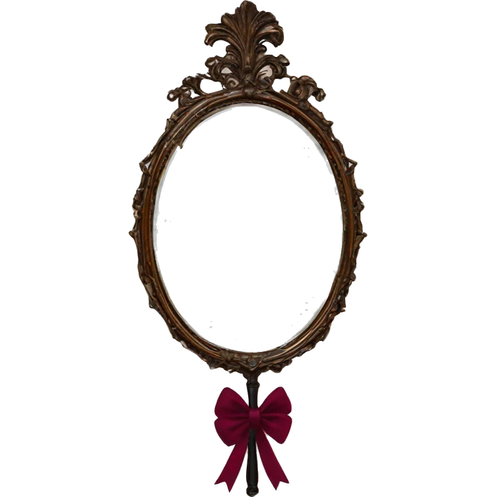 Vintage mivintage mirror with handle and burgundy bow emoji