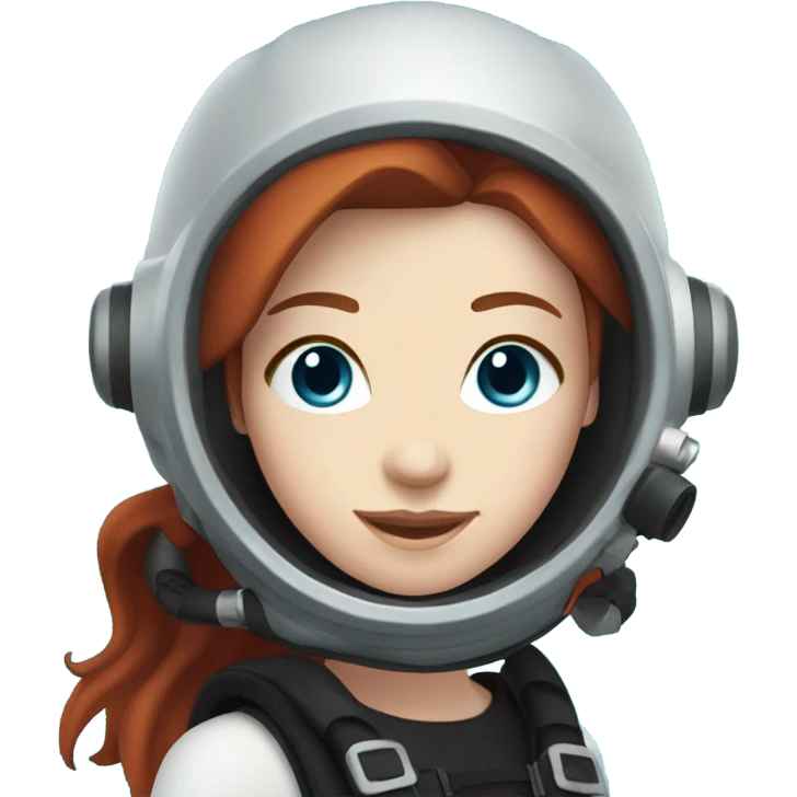 A young woman with red/ brown hair, blue eyes and pale skin scuba diving  emoji