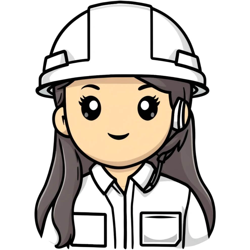 Female engineer with white safety helmet and long hair emoji