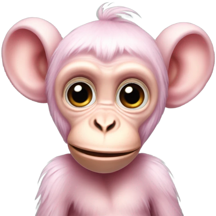 pastel pink monkey with bow by ears realistic  emoji