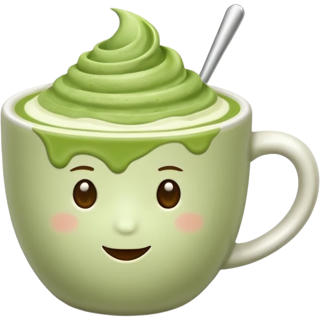 matcha latte in a cup without a spoon emoji