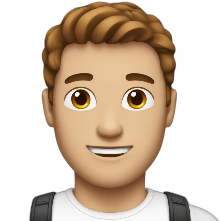 A guy with brown hair wearing a white shirt and black jeans emoji