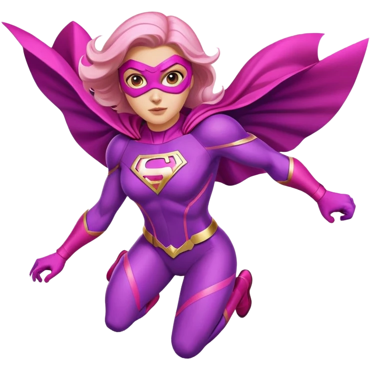pink violet woman superhero flying emoji