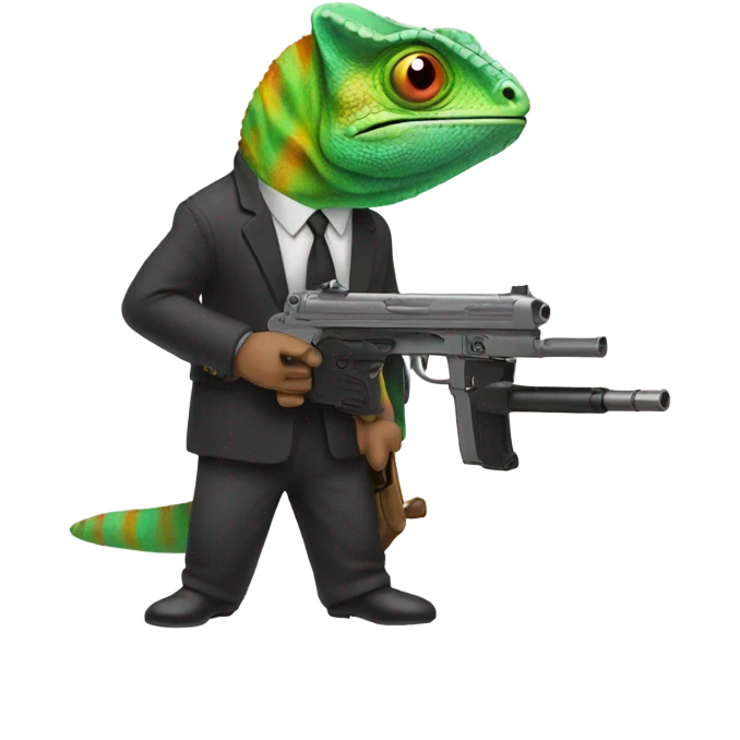 Chameleon shooting a gun emoji