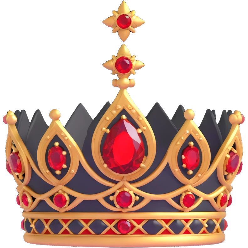 luxurious black crown with large red gems, ornate details, dramatic lighting emoji