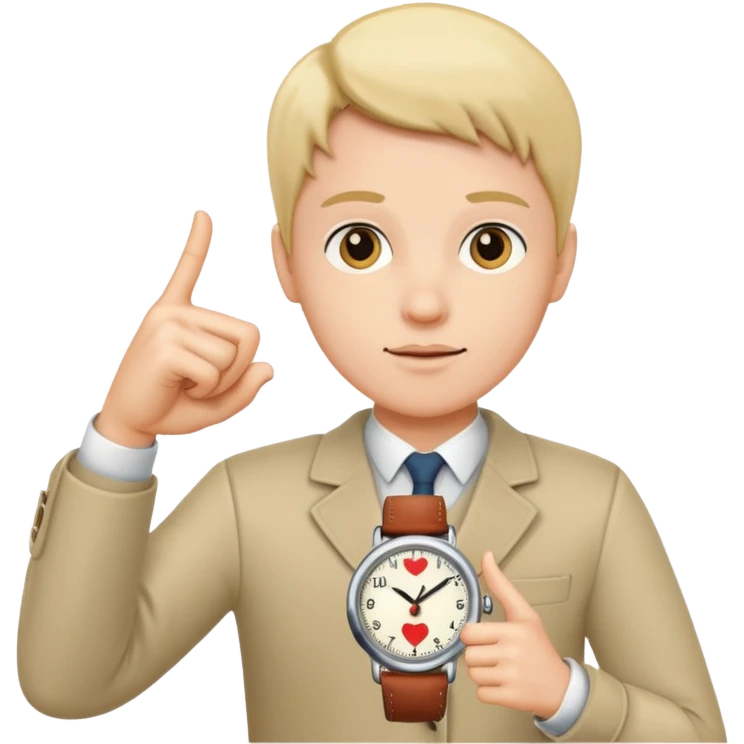 Pointing at watch emoji