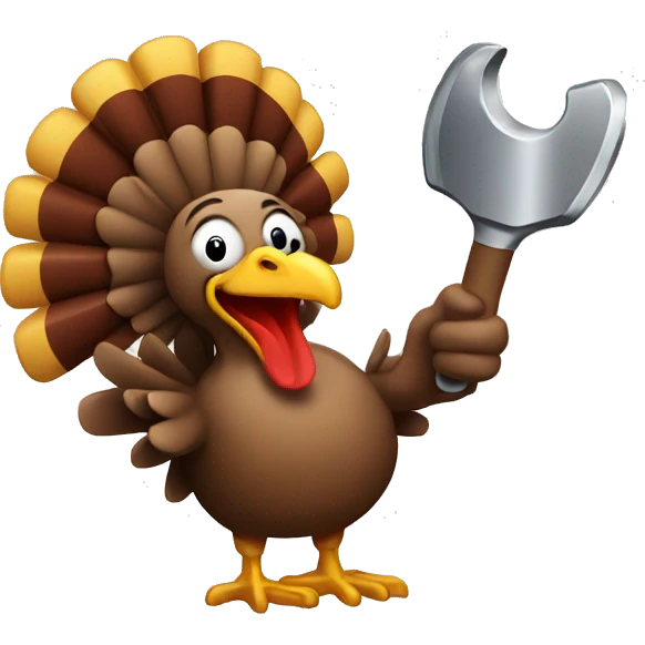 Happy turkey holding wrench emoji
