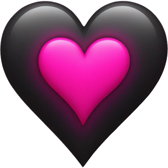 Black heart with fiery hot pink core emoji