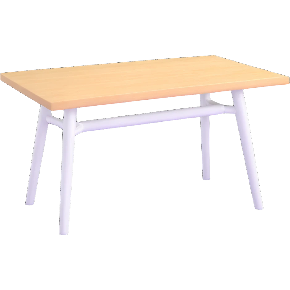 rectangle kitchen table with white legs and light wood top emoji