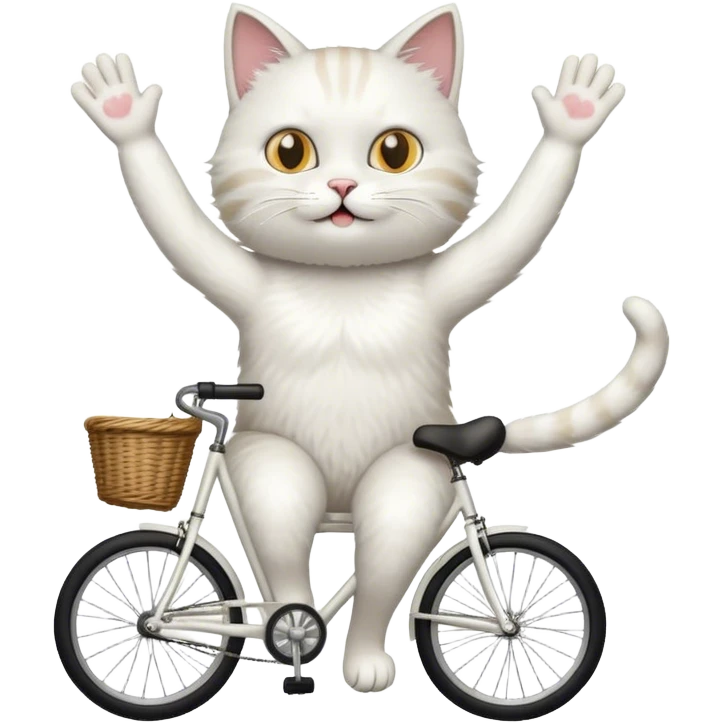 Chat qui fait du velo avec les mains levées emoji
