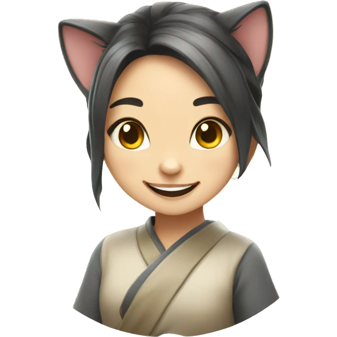 cat, asian girl, happyness, sun emoji