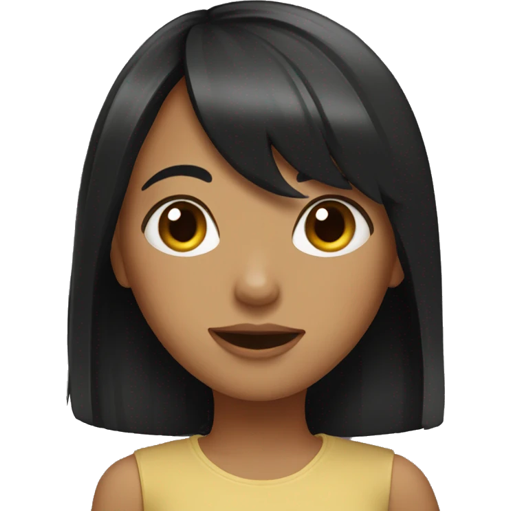 Girl with black hair and bangs, funny emoji