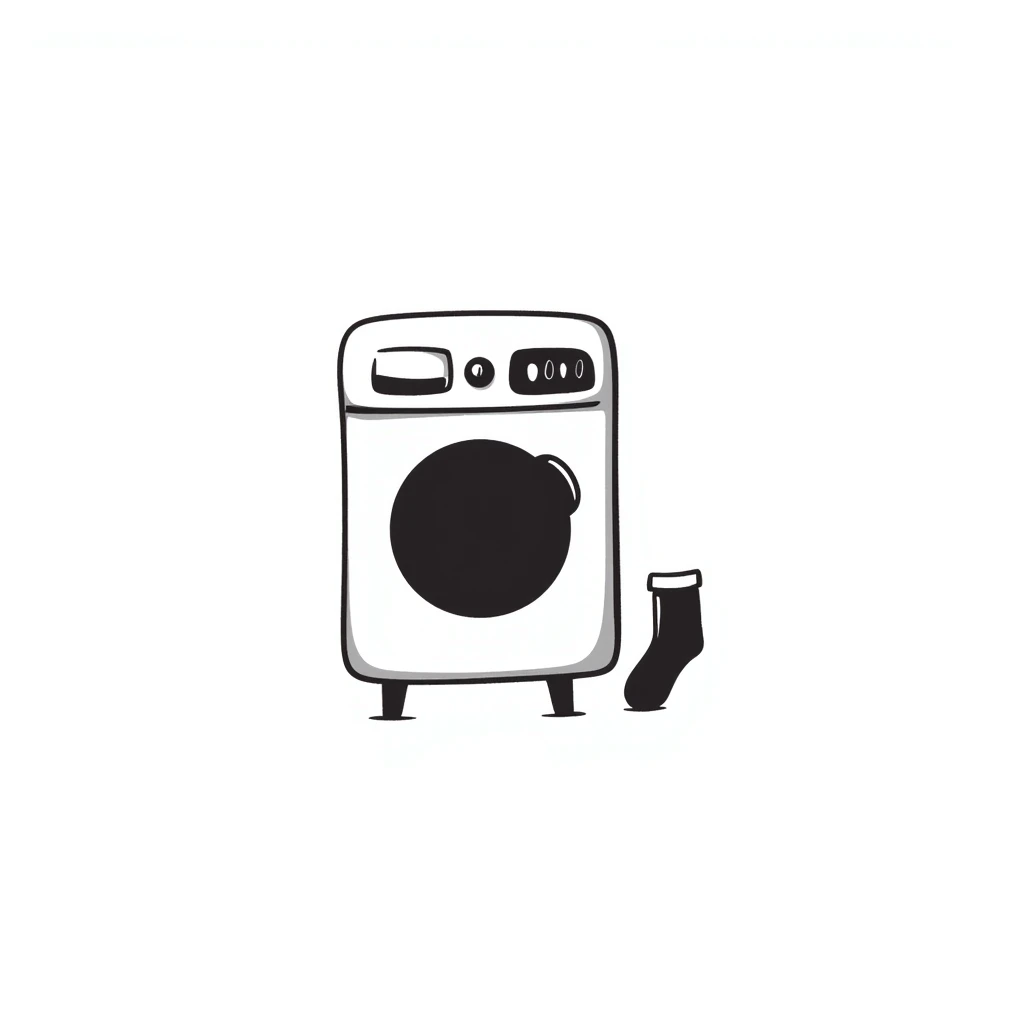 hand-drawn doodle of a washing machine, simple and playful emoji