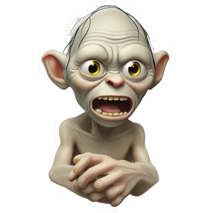 expresion de Gollum del señor de los anillos en la cual tiene un anillo con la expresion precioso emoji