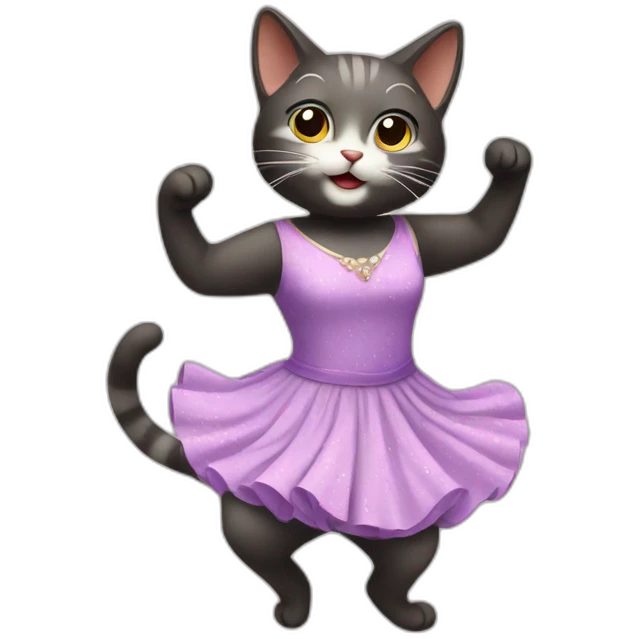dancing cat in a dress emoji