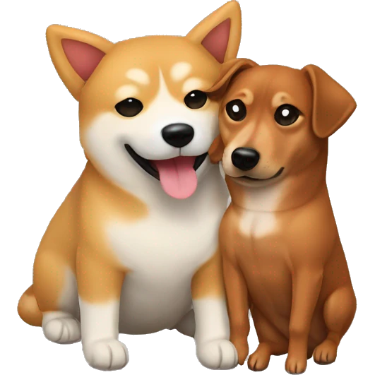 Shiba Inu and a dachshund hugging  emoji