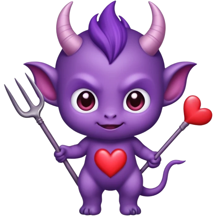 adorable baby demon with a tiny pitchfork and heart-shaped tail emoji