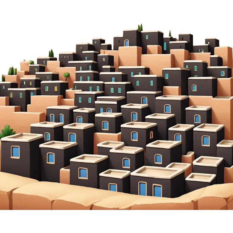 little city and many, small, ordinary, simple, home, Iranian-style, 1980  emoji