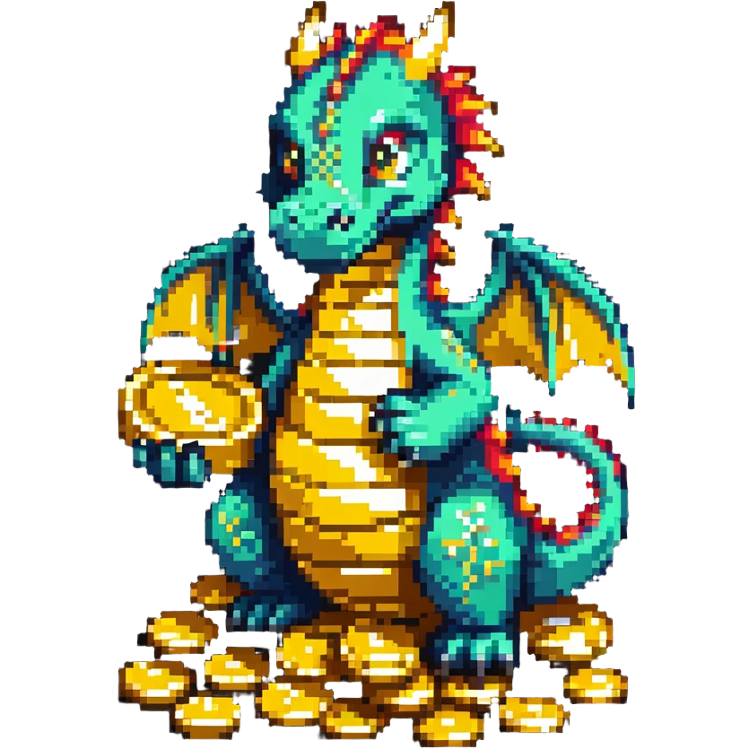 Dragon holding out a pile of gold coins emoji