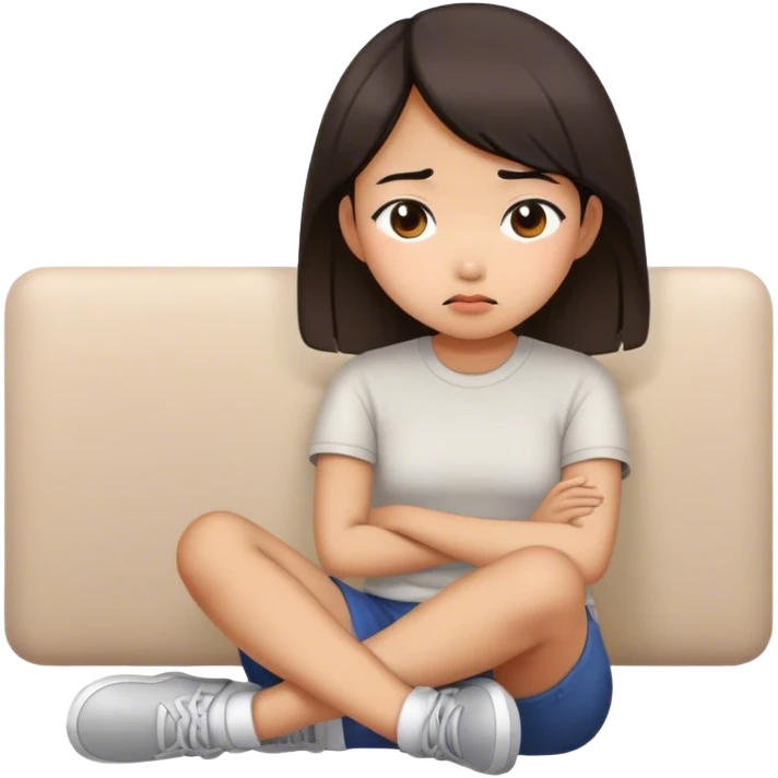 bored asian girl sitting down emoji