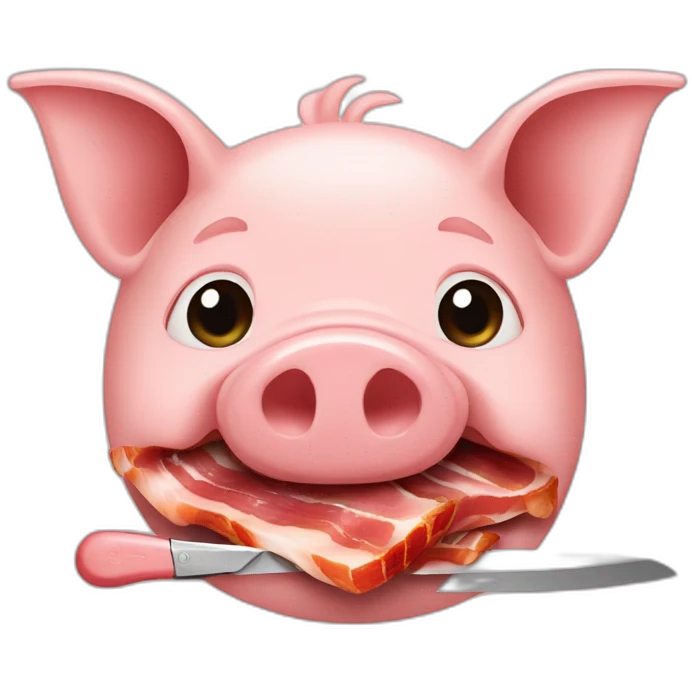 pig cuted by knife and inside it is bacon emoji