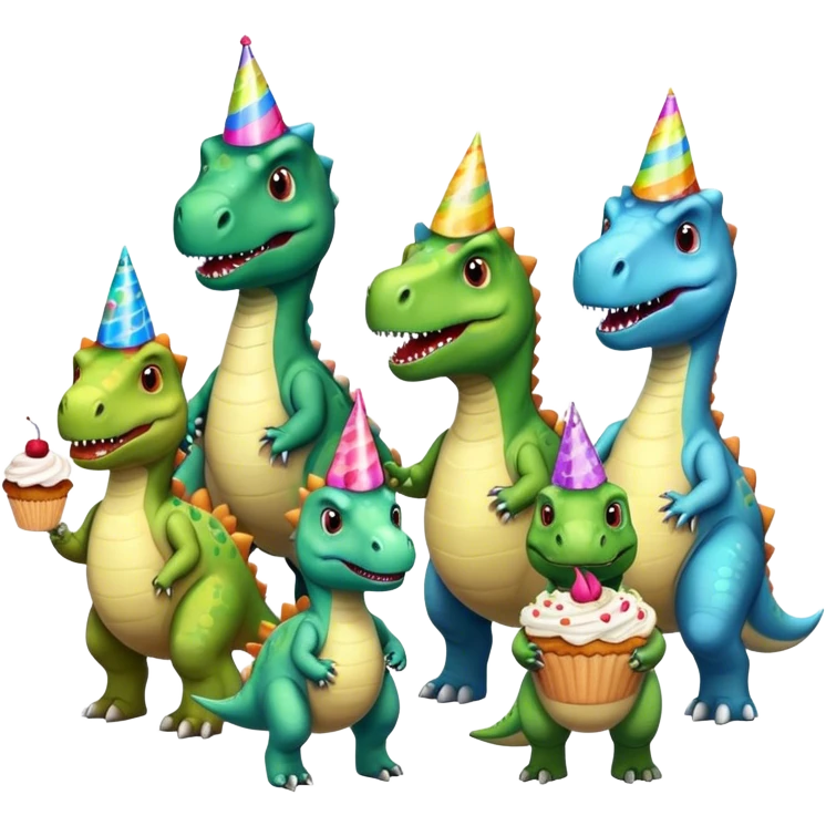 office dinosaurs in office clothes celebrating birthday emoji