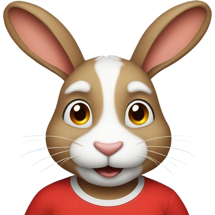 mid-age specialist rabbit in red t-shirt emoji