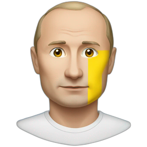 Putin with Ukrainian flag in background emoji