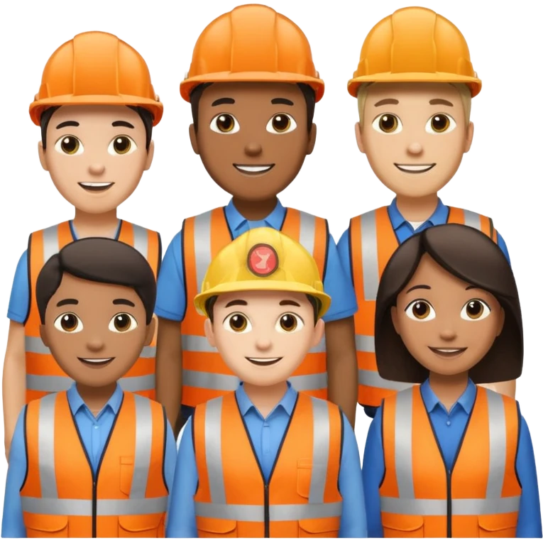group of multiracial railway engineers emoji