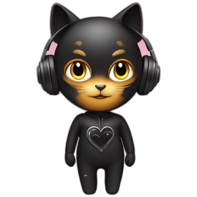 Heart-shaped catsuit listening music emoji
