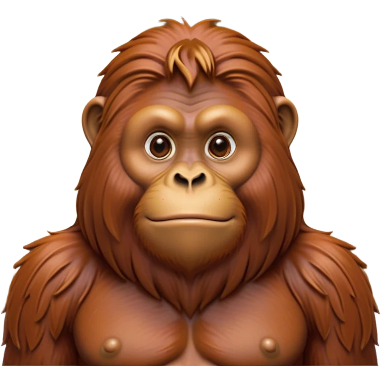 Cinematic Noble Orangutan Portrait Emoji, Poised and regal, with a robust, thoughtful build and deep, soulful eyes framed by rich, textured fur, Simplified yet sharp and sophisticated features, highly detailed, glowing with a soft, earthy glow, high shine, intelligent and contemplative, stylized with an air of ancient wisdom, focused and commanding, soft glowing outline, capturing the essence of a watchful and confident guardian that appears ready to step out of the screen with timeless authority! emoji
