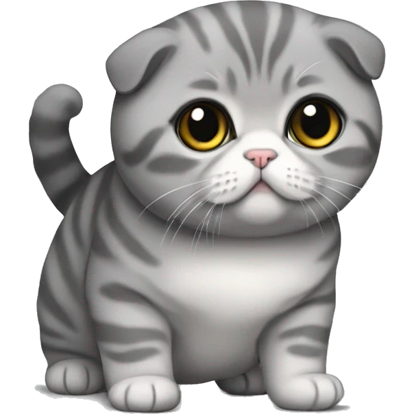 Scottish fold realistic totally grey fat emoji