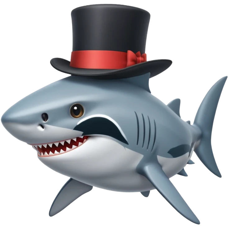 Shark with a top hat emoji
