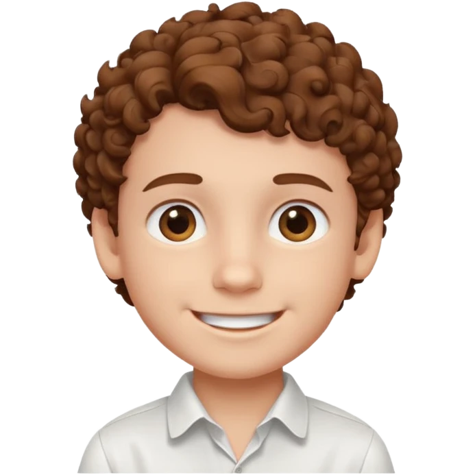 smiling boy in white shirt curly hair  emoji