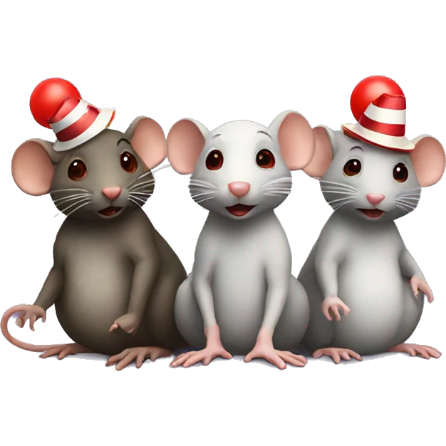 Three rats discussing something with clown red noses emoji