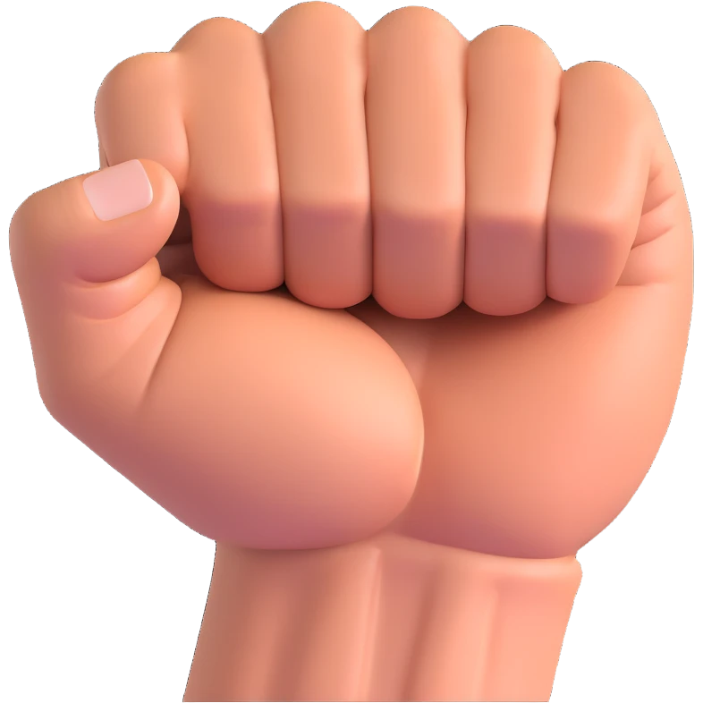 an intense, muscle-bound fist with a dramatic burst effect, energetic and powerful emoji