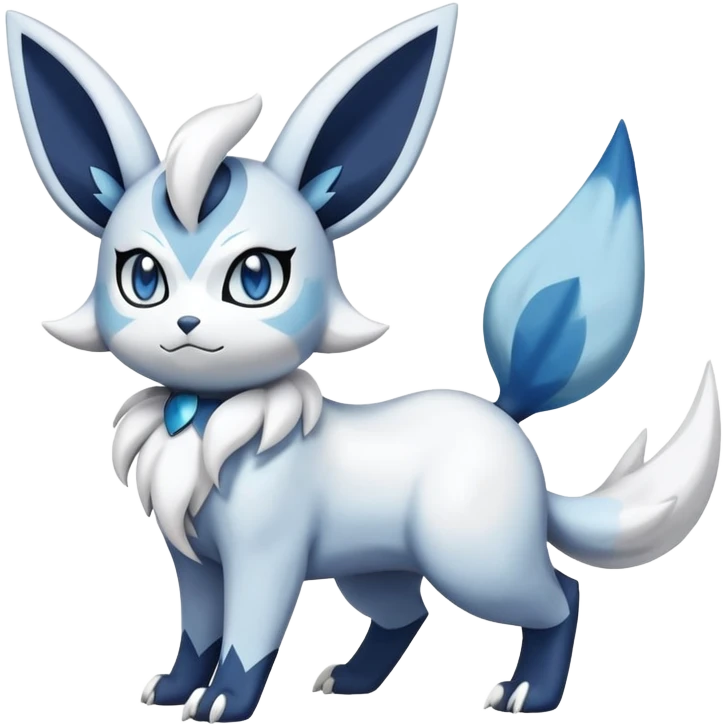 Meowstic-Absol-Minccino-Glaceon-Pokémon-Fakémon-hybrid-creature (full body) emoji