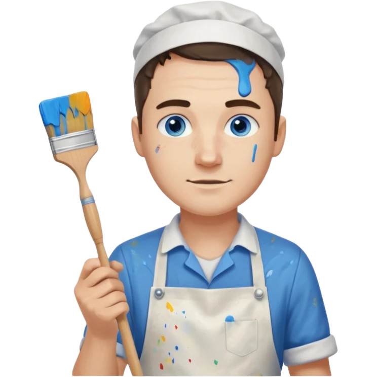 hold men blue eyes, apron painting emoji
