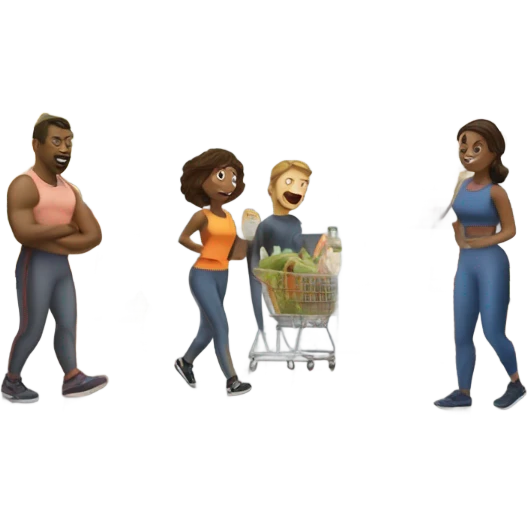 Grocery gym and movie emoji