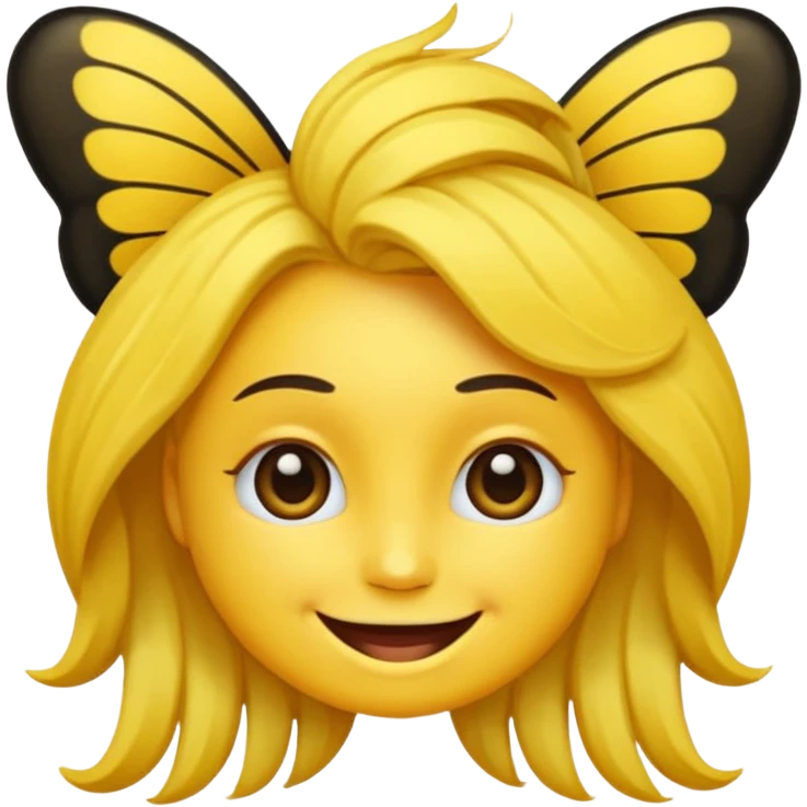 Emoji sourire avec un nœud papillon dans les cheveux emoji